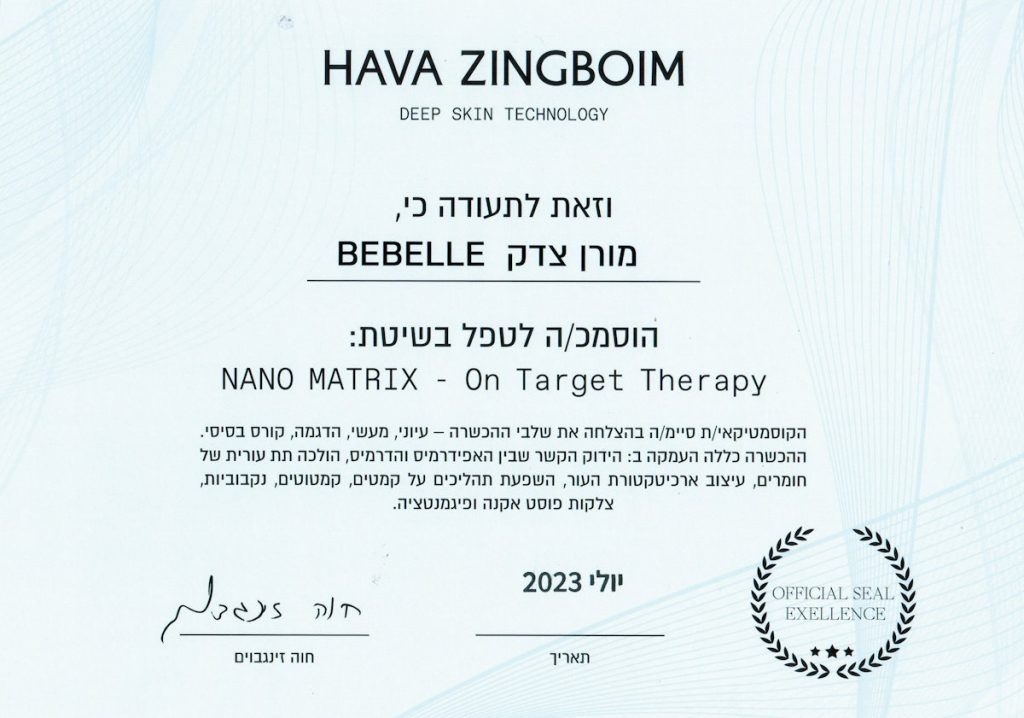 מורן צדק הסמכה לטיפול בשיטת nano matrix