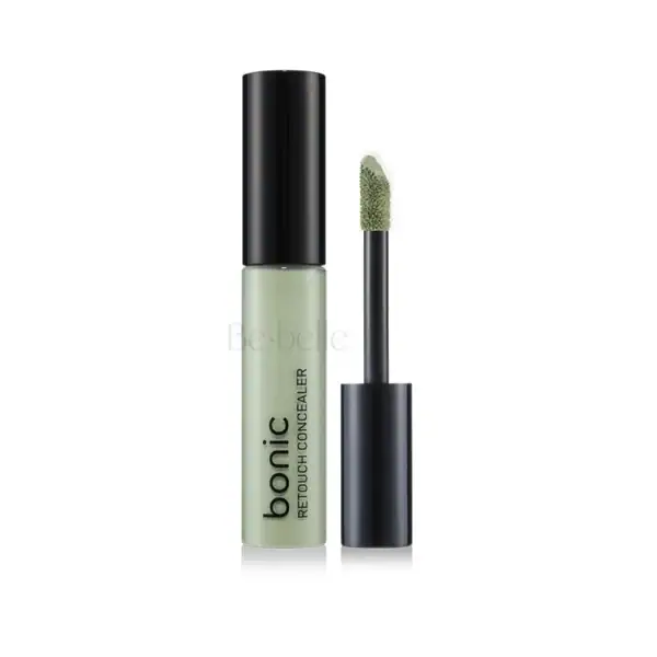 קורקטור ירוק להסתרת אדמומיות של BONIC – Green Retouch Concealer עם אפליקטור רך, להשגת מראה עור אחיד ורגוע