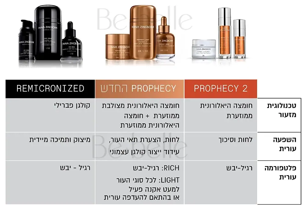 טבלת השוואה בין סדרות רימיקרונייזד, פרופסי החדש ו-Prophecy 2 של חוה זינגבוים