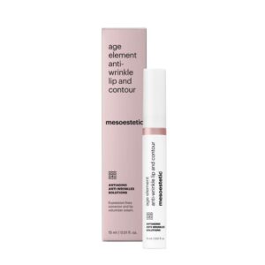 קרם age element® anti-wrinkle lip and contour של mesoestetic לצד אריזת המוצר