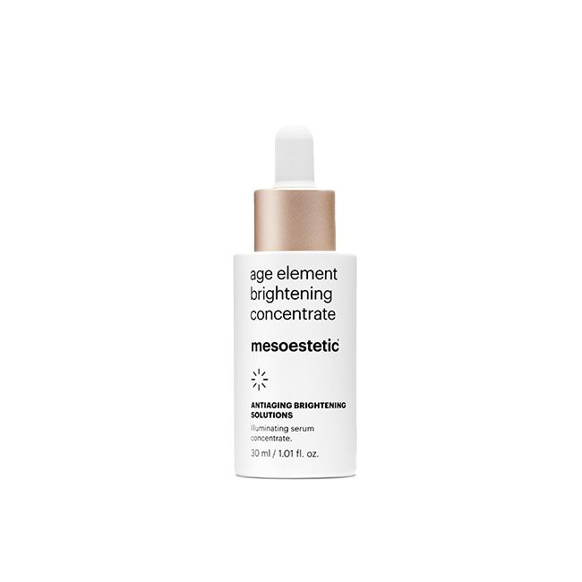 age element® brightening concentrate - בקבוק הסרום המבהיר לצד אריזת המוצר