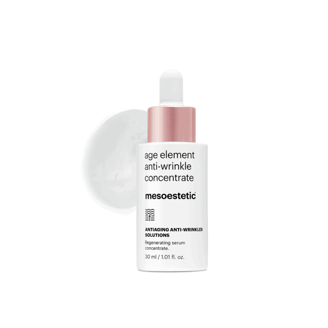 age element® anti-wrinkle concentrate - בקבוק הסרום לצד מרקם המוצר