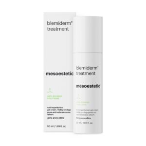 קרם-ג׳ל blemiderm® treatment של mesoestetic לצד אריזת המוצר