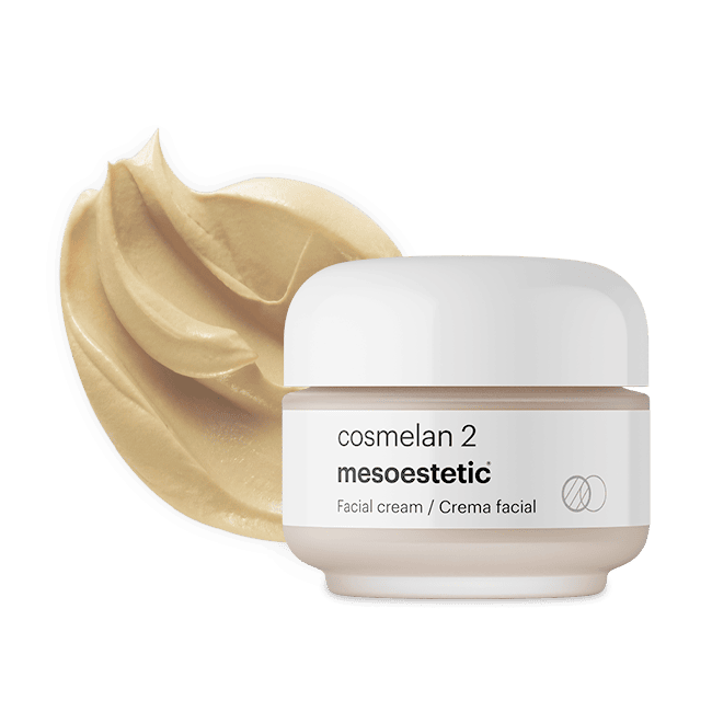 קרם cosmelan® 2 של mesoestetic בתמונת מוצר ומרקם