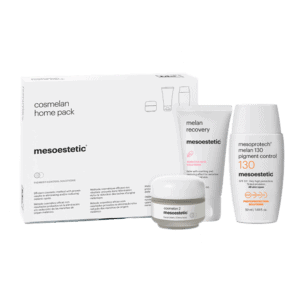 ערכת cosmelan® home pack של mesoestetic עם שלושת מוצרי ההמשך הביתיים
