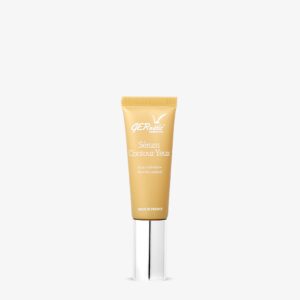 Gel Contour Yeux של GERnétic - שפופרת זהובה של Sérum Contour Yeux עם פקק כסוף על רקע לבן