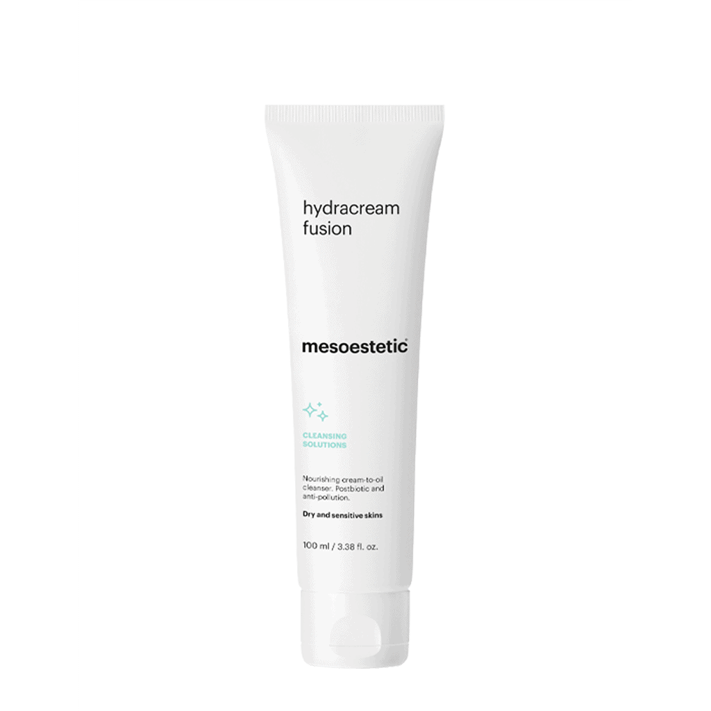 hydracream fusion של mesoestetic - שפופרת תכשיר הניקוי לצד אריזת המוצר