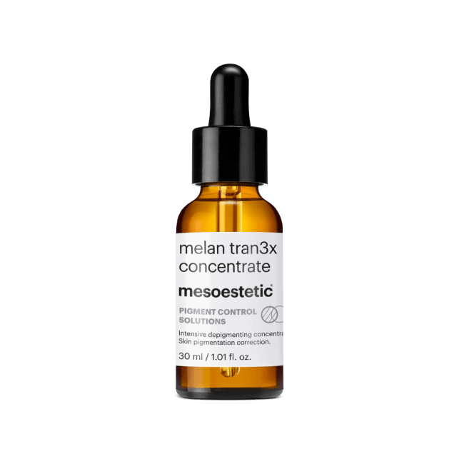 melan tran3x concentrate של mesoestetic - בקבוק טפטפת של הסרום לכתמי פיגמנטציה