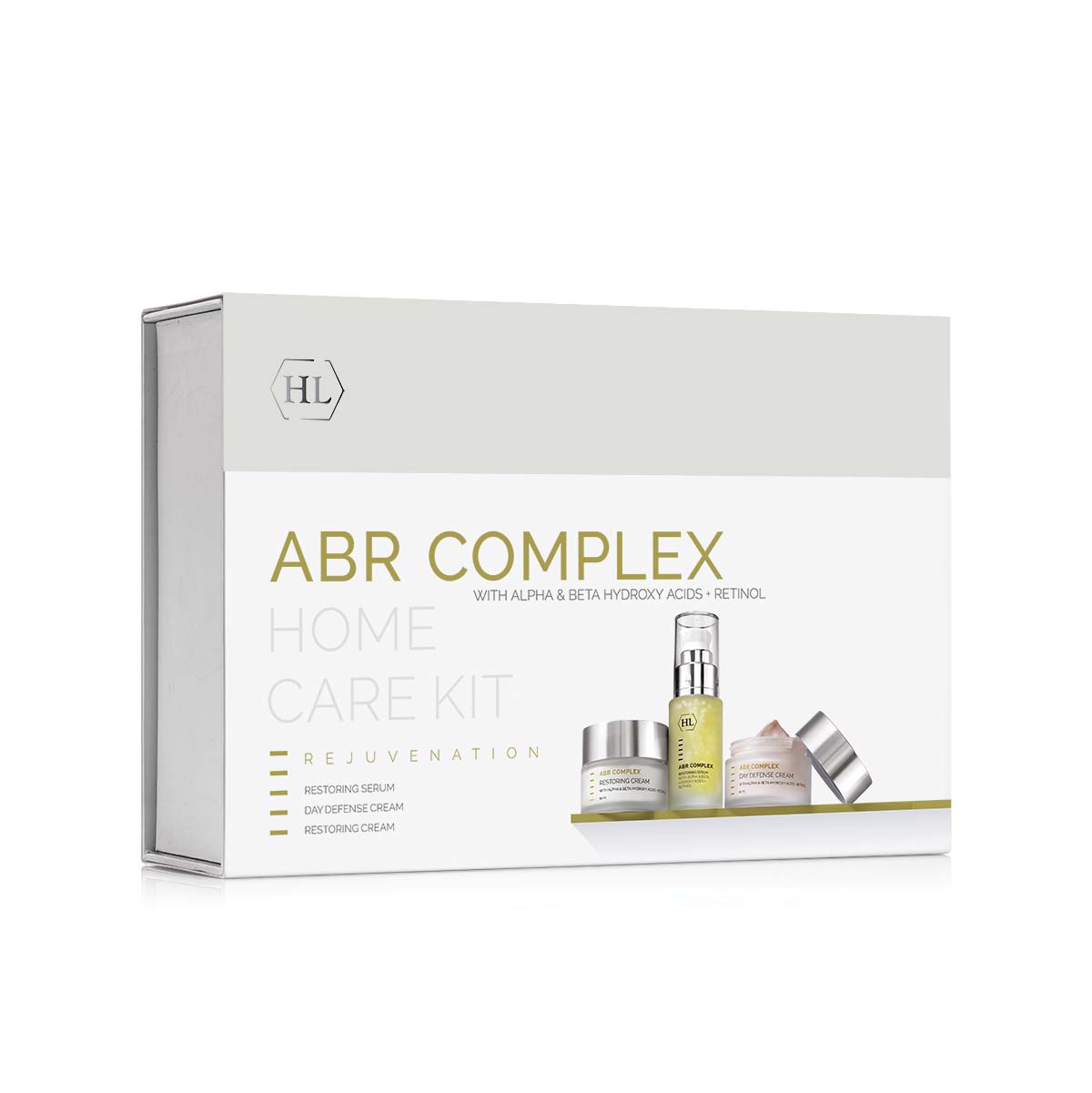מארז התחדשות Rejuvenation Kit של HL ABR Complex, קופסת מארז עם תמונת שלושת התכשירים
