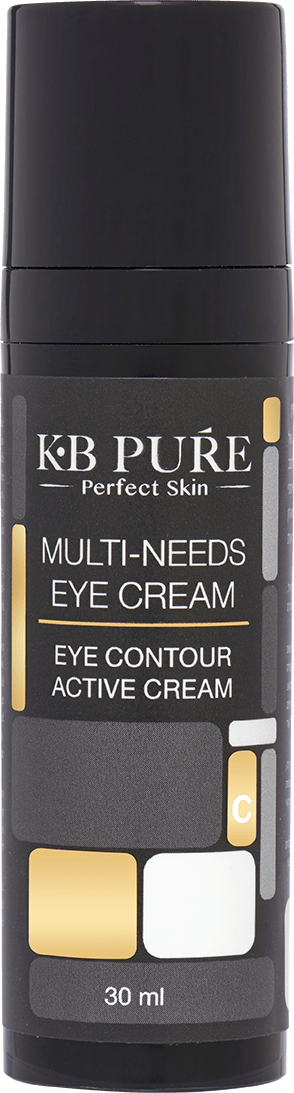 קרם עיניים מולטי של קובי ברוך KB PURE - בקבוק קרם העיניים השחור עם משאבה וסימון 30 מ״ל