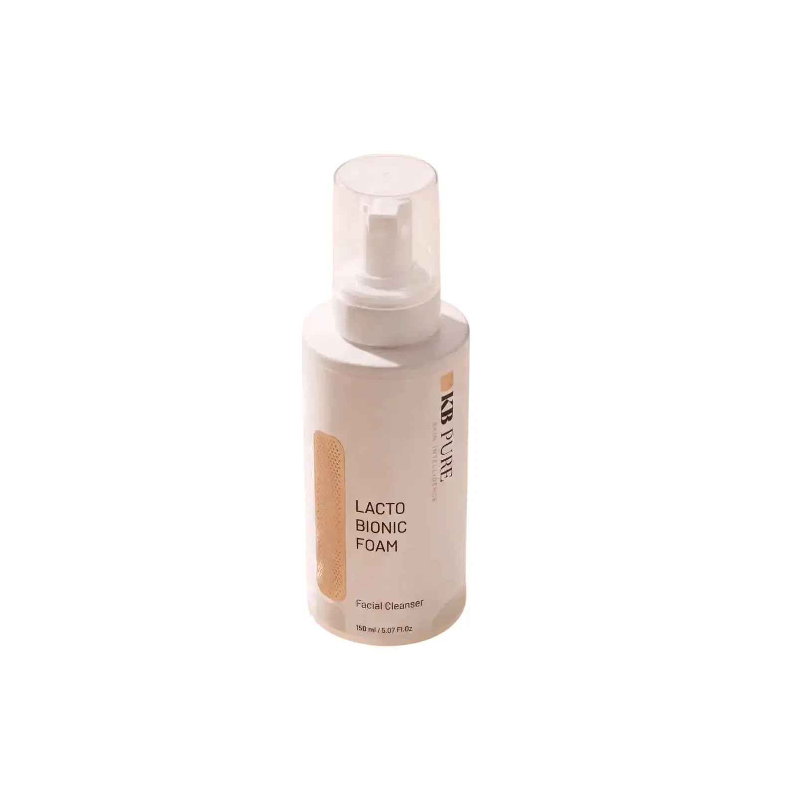 Lactobionic Foam Cleanser מבית KB PURE - מוס ניקוי לקטו ביוני, בקבוק משאבה לבן בעיטור זהב על רקע לבן