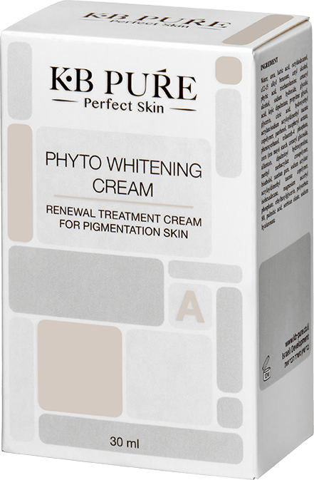 פיטו קרם הבהרה של קובי ברוך KB PURE - קופסת פיטו קרם, חזית ופאה צדדית עם כיתוב