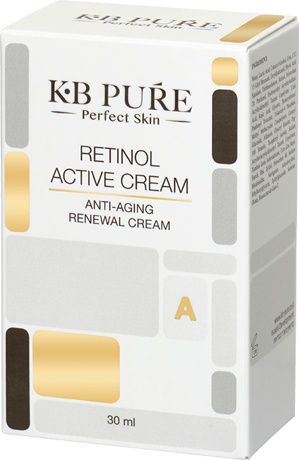 רטינול אקטיב קרם של קובי ברוך KB PURE - קופסת קרם הרטינול, חזית ופאה צדדית עם כיתוב